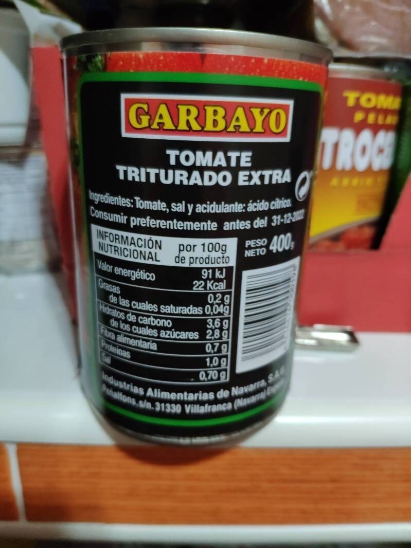 Tomate triturado - Ingredients - es