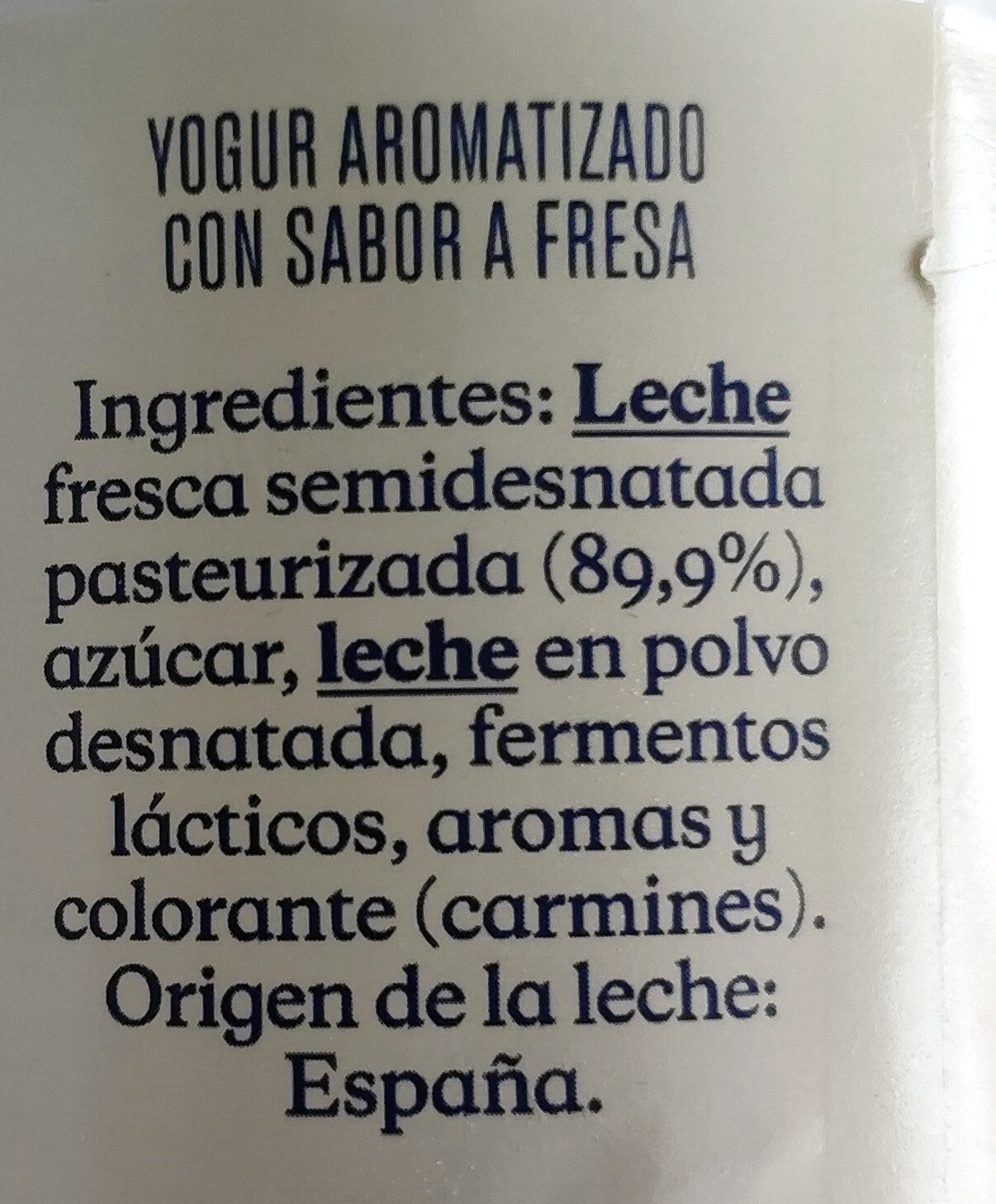 Yogur sabor fresa - Ingredients - es
