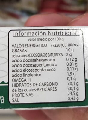 PESASUR Sardinas al limon en aceite de oliva - Informació nutricional - es