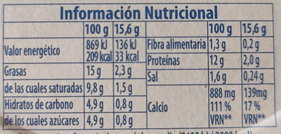 El Caserio - Informació nutricional - es