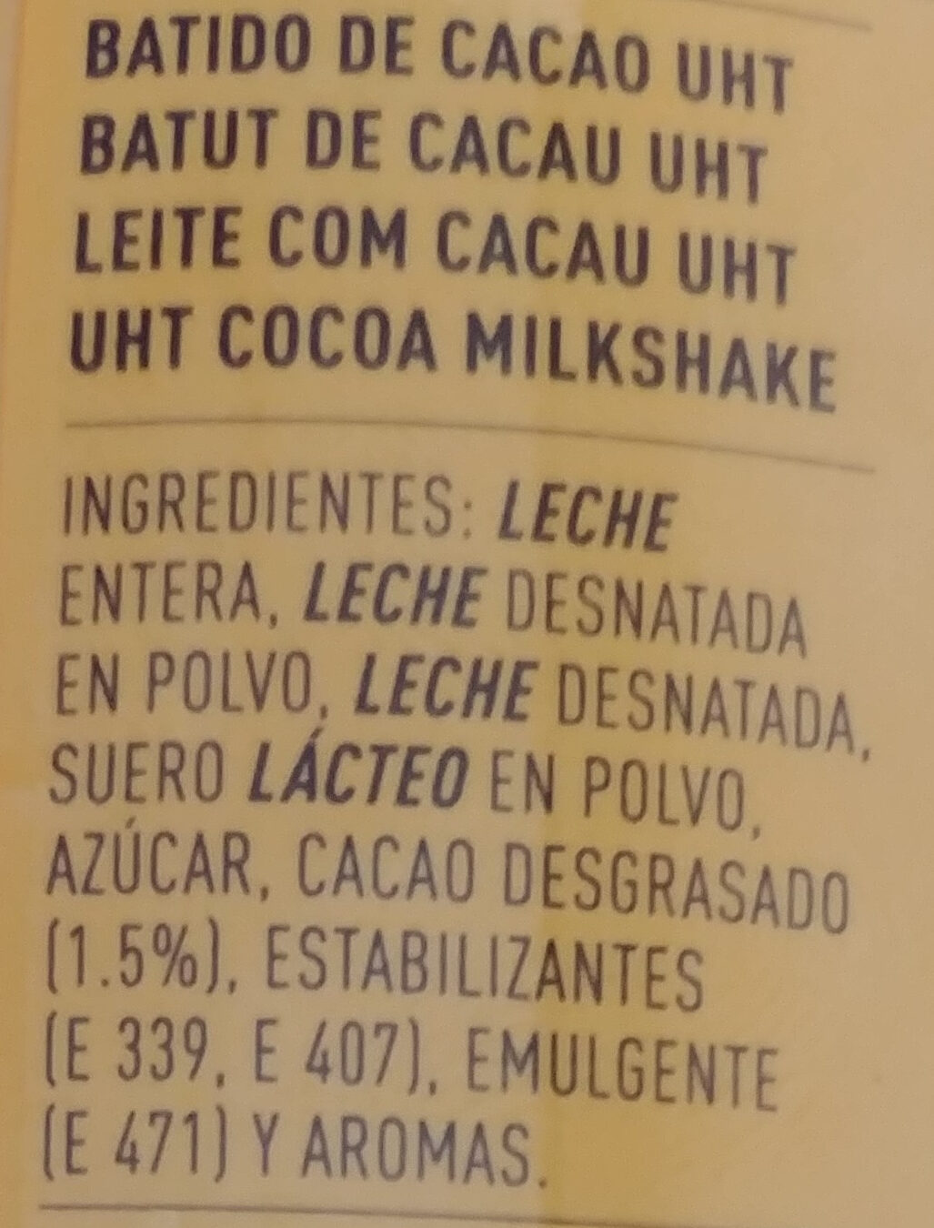 Cacaolat Original - Ingredients - es
