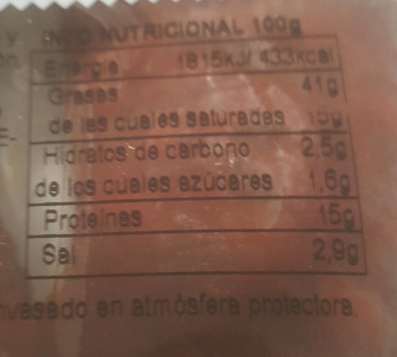 Chorizo Sarta - Informació nutricional - es