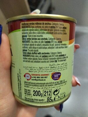 Aceitunas verdes rellenas de anchoa - Ingredients - es