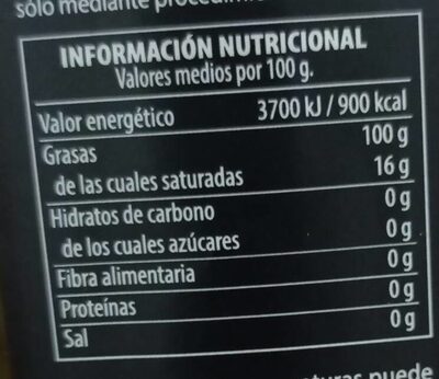 Aceite - Informació nutricional - es