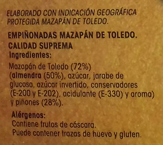 Empiñonadas Mazapán de Toledo - Ingredients - es