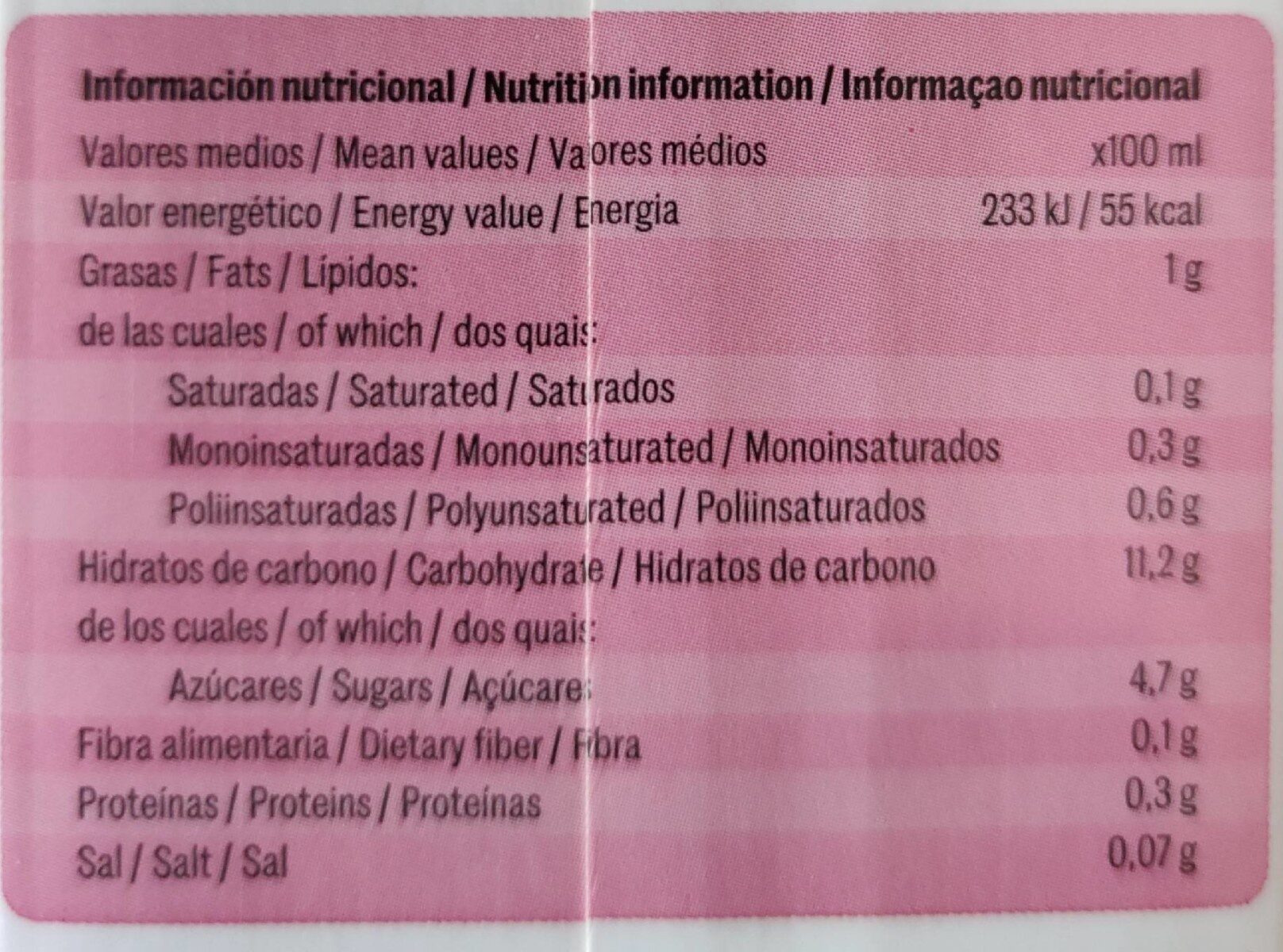 Yosoy - Informació nutricional - es