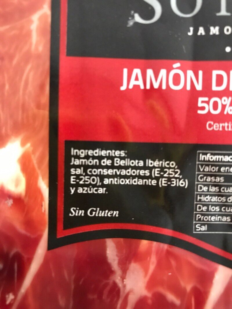 Jamón de bellota ibérico raza ibérica lonchas - Ingredients - es