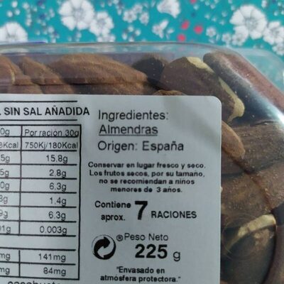 Almendra Largueta con piel tostada sin sal añadida - Ingredients