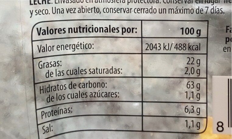 Nachos sabor original - Informació nutricional - es