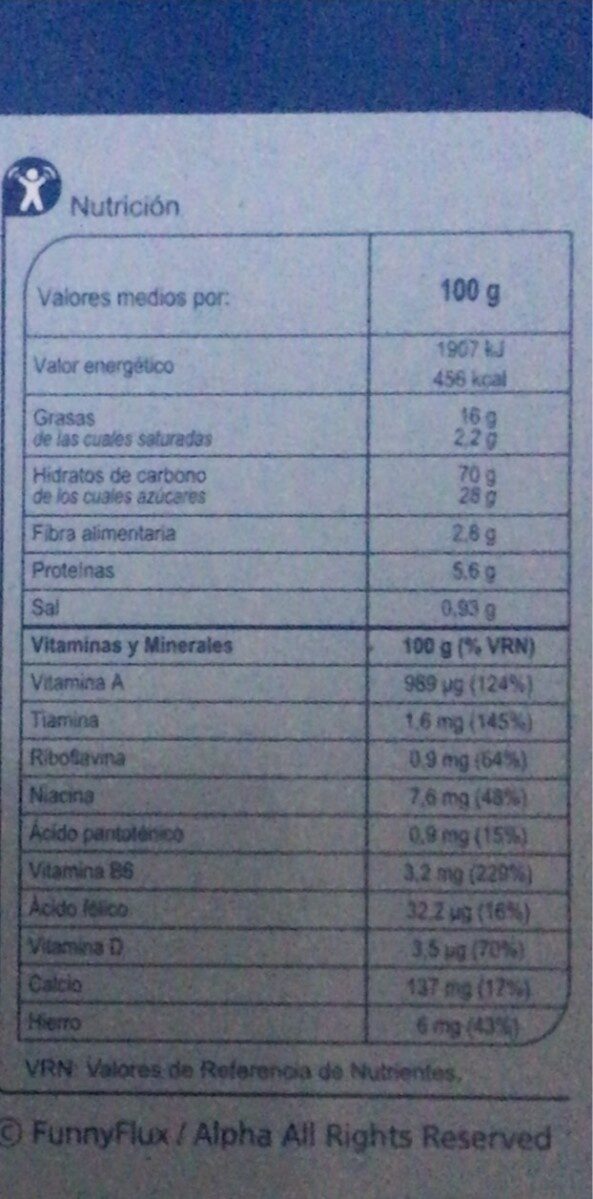 Minigalletitas cacao - Informació nutricional - es