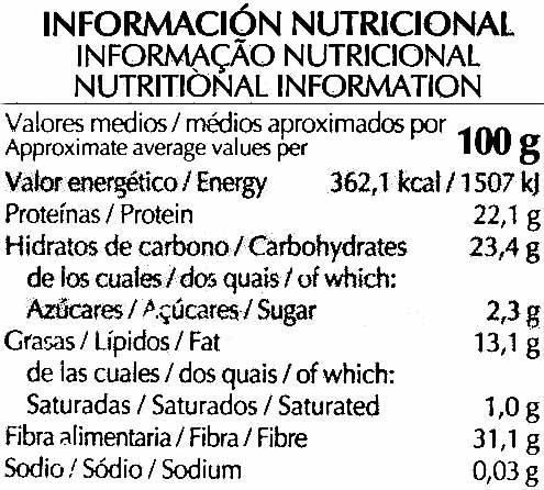 Semillas de lino - Informació nutricional - es