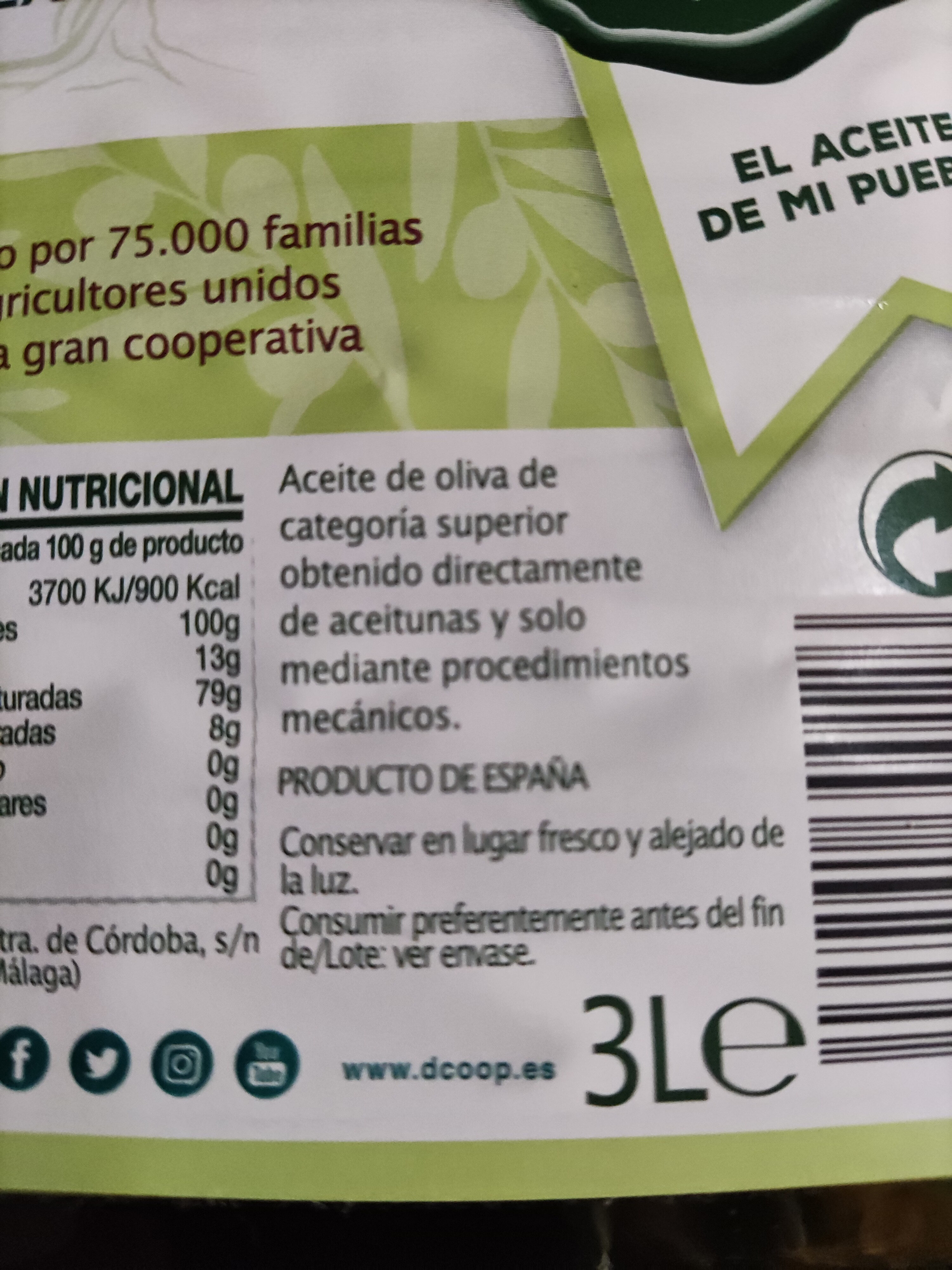 Aceite de Oliva Virgen Extra - Ingredients - es