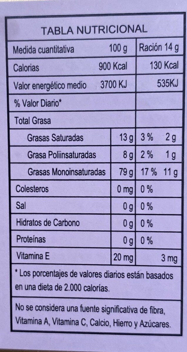 Aceite de oliva virgen extra DEMETER - Informació nutricional - es