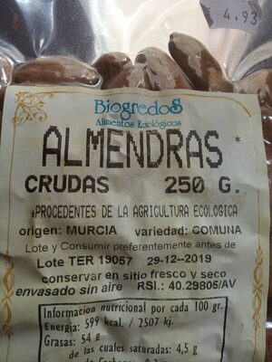 Almendras crudas - Ingredients