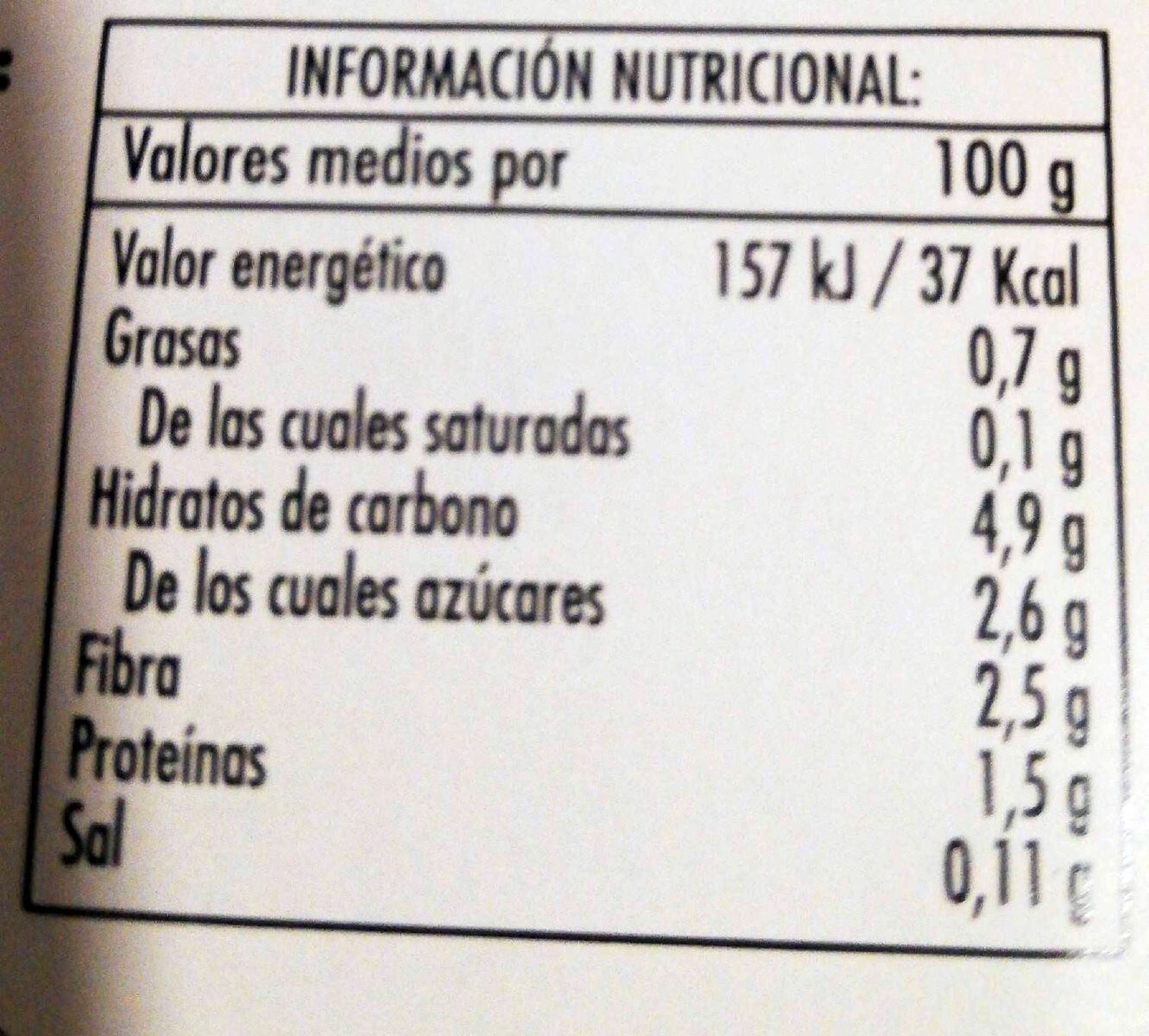 Ensalada de la huerta - Informació nutricional - es