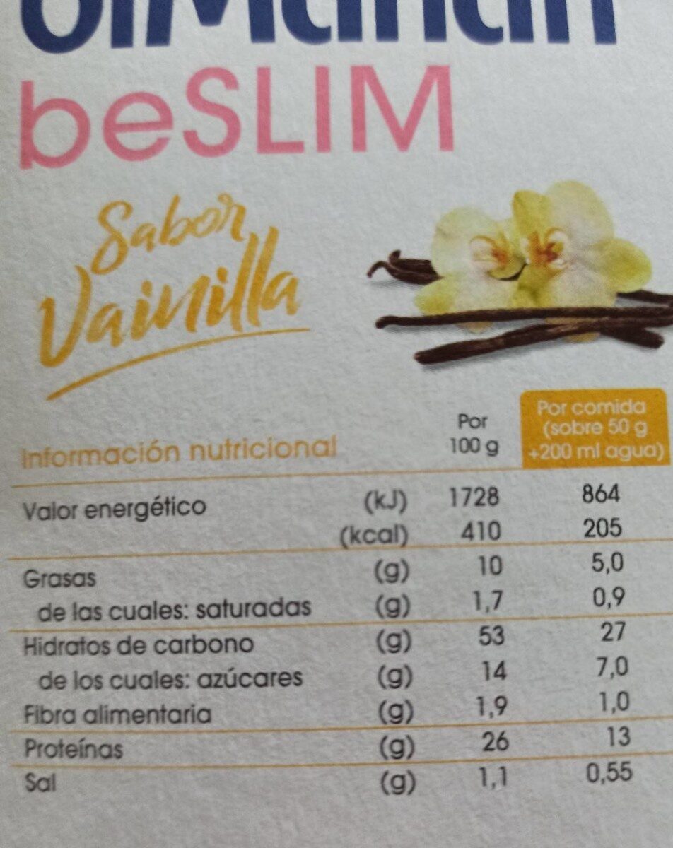 Bimanán Sustitutive Natillas sabor Vainilla - Informació nutricional - es