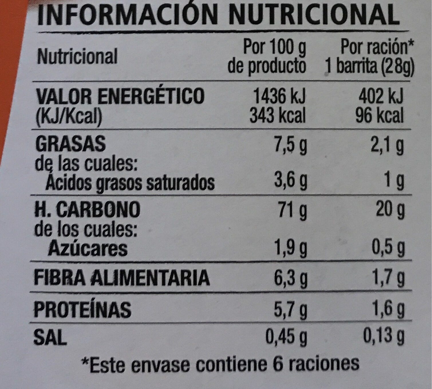 Barritas - Informació nutricional - es