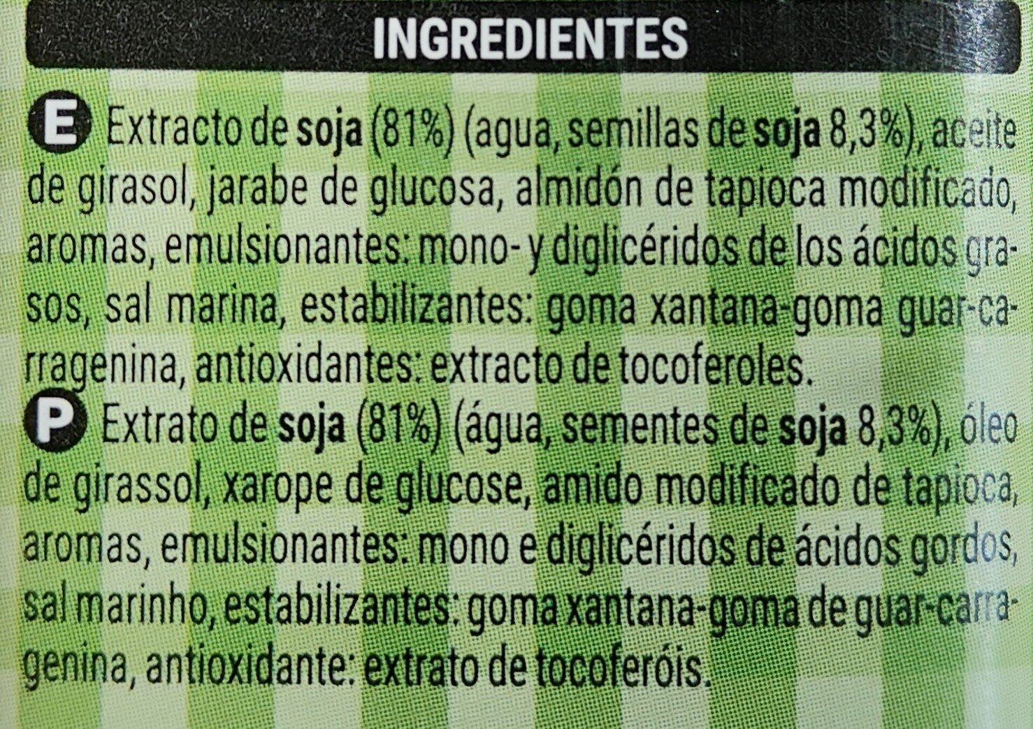 Crema soja - Ingredients - es