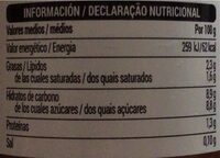 Kéfir Coco - Informació nutricional - es