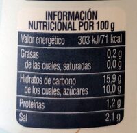Ketchup light - Informació nutricional - es