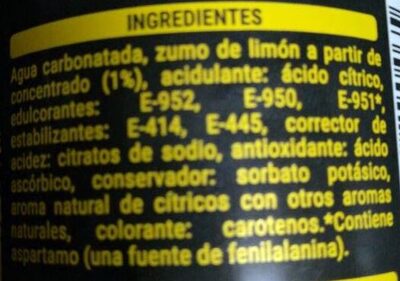 Fresh gas limón zero azúcar - Ingredients - es