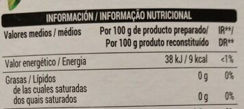 Gelatina 0% arándano - Informació nutricional