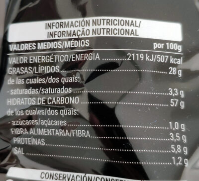 Extra crunch - Informació nutricional - es