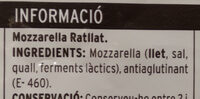 Mozzarella rallada - Ingredients - ca