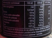 Pepsi Max - Informació nutricional - es
